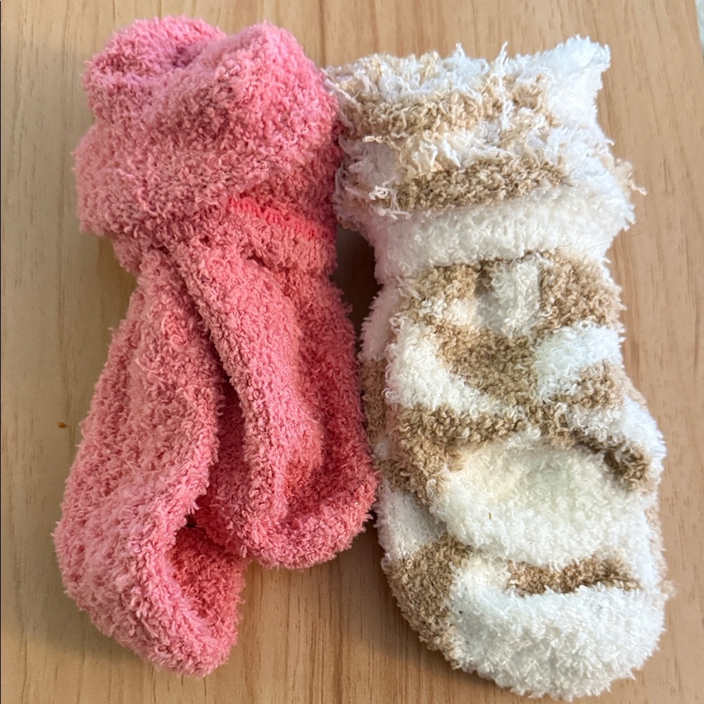Cozy Pink and Cream Fuzzy Socks